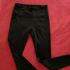 Victoria Secret’s Sport, black workout tights, size Large, side packets